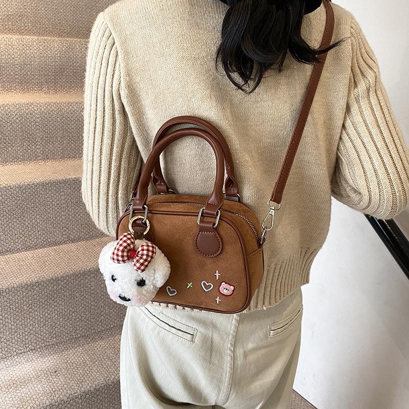 Ретро портативная сумка для боулинга женская 2025 осень новая модная текстурная портативная маленькая квадратная сумка простая сумка-мессенджер