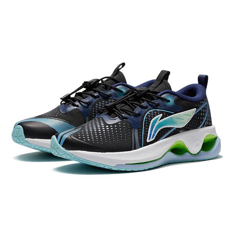 Li Ning Comfortable Versatile Non-Slip Shock Absorbing Durable Rebound Low-Top Running Shoes Kids Sneakers Black Blue YKFS002-5