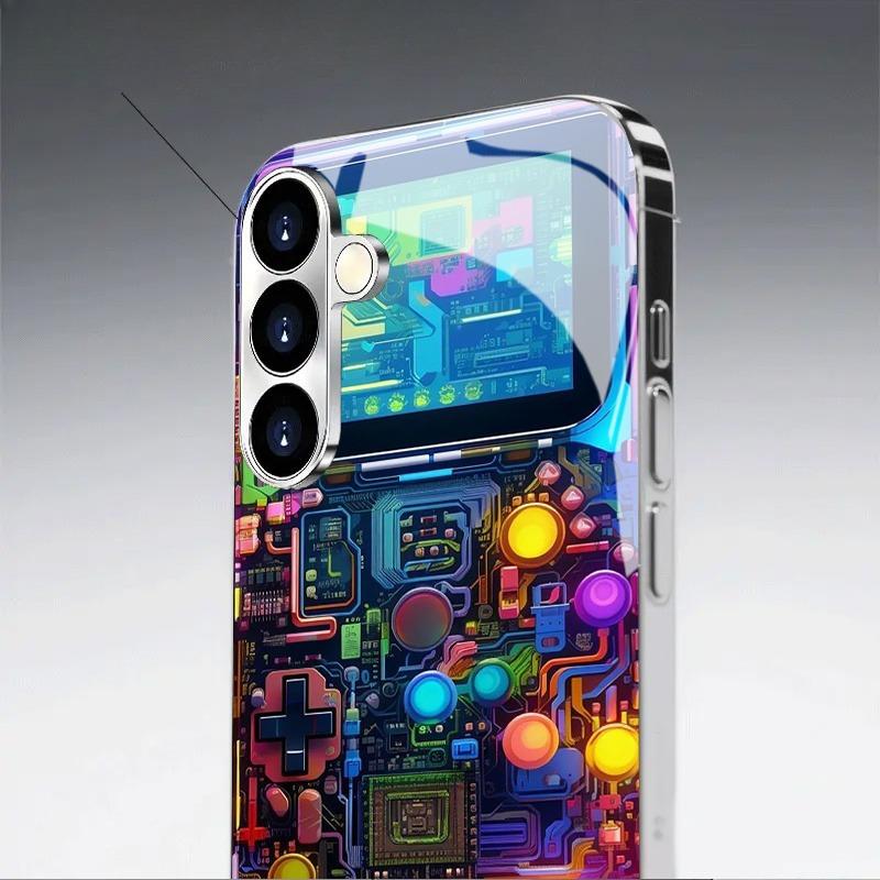 Позолоченный чехол для телефона из закаленного стекла, совместимый с Galaxy S26 S25 S24 S23 S22 Ultra Plus. Имеет игровой дизайн на основе микросхем.