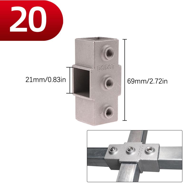 1 шт. Соединительный элемент для квадратной трубы Алюминиевый сплав Колено Тройник Фиксированный соединитель для квадратной трубы Стойка для хранения