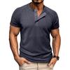Летняя мужская рубашка Хенли, модная мужская футболка с коротким рукавом, тренд, универсальные повседневные топы с коротким рукавом