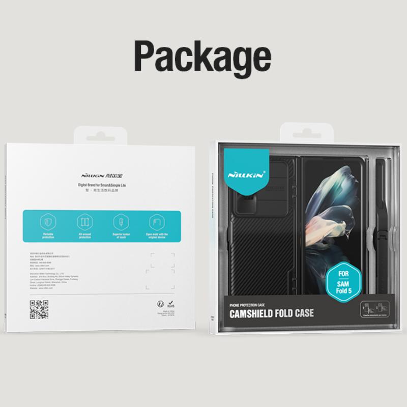 NILLKIN For Samsung Galaxy Z Fold 5 Case With Pen Slot Phone Holder Frosted Shield Fold 180°Folding Cover For Samsung Z Fold5 5G