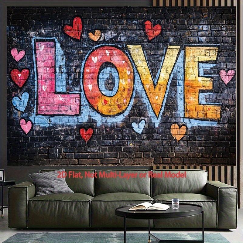 Colored graffiti brick wall Digital printing polyester wall tapestry suitable for use in living bedrooms offices bars and party