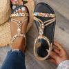 Summer New Flat Bottomed Round Toe Bohemian Style Women's Casual Versatile Sandals, Colorful Woven Sandals