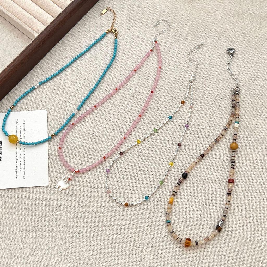 Ожерелье из натурального камня с бусинами для женщин - Роскошный чокер-цепочка на ключицу 2025