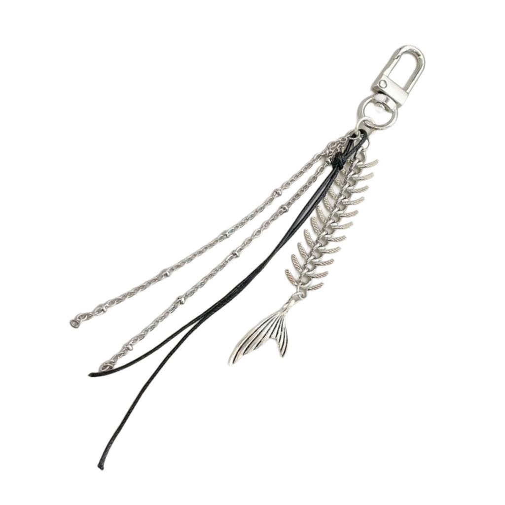 Модные брелки Fishbone Black Rope Charm Keyrings Подвеска Брелок для рюкзака Украшение для женщин и девочек