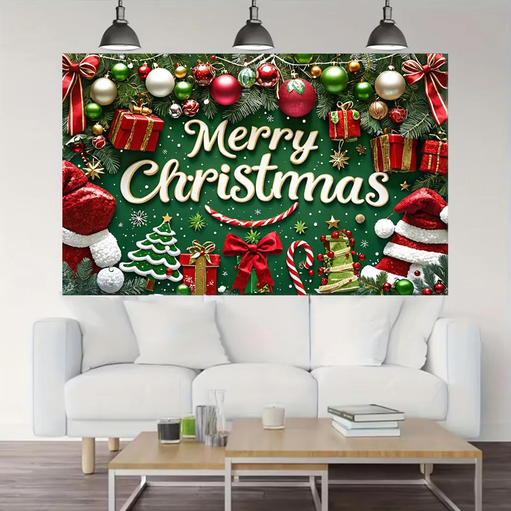 Зеленый Красный Веселый Рождественский Фон Санта Снеговик Большой Баннер Уличные Украшения Для Дома И Сада Для Рождественской Вечеринки Новогодние Декорации