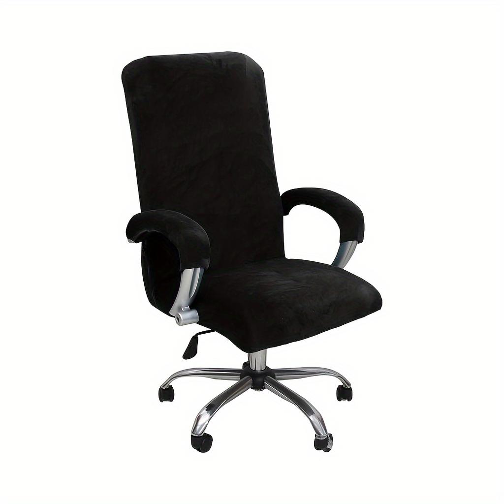 3Pcs Velvet Stretch Computer Chair Cover With Armrest Solid Spandex Office Armchair Slipcover Removable Protector