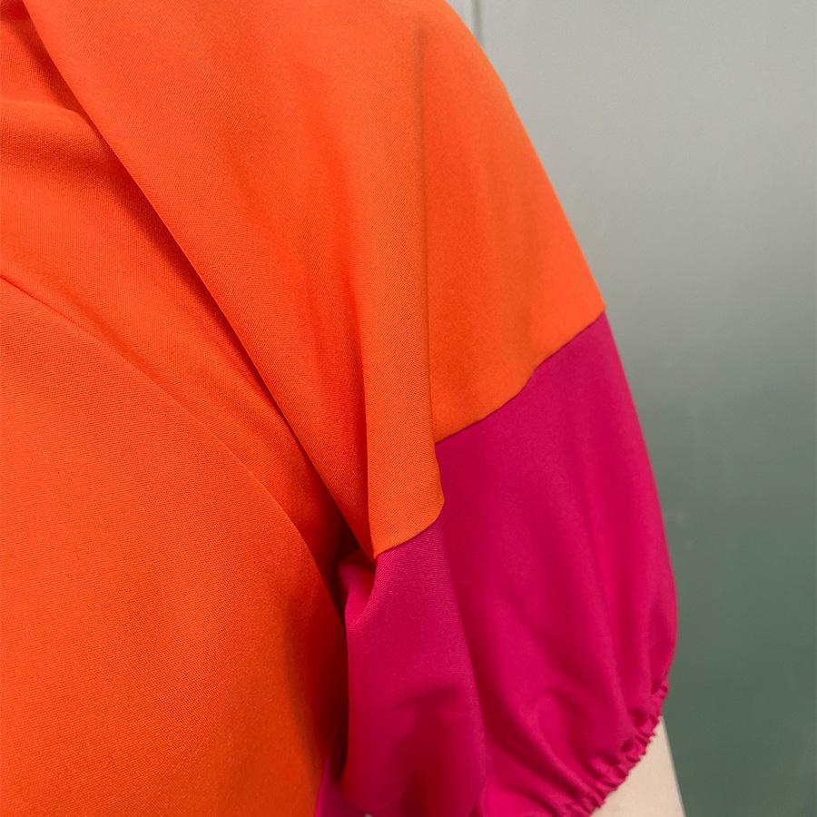 Весна-лето Женские платья для отдыха на море, свободные, короткие, с одним рукавом, с высокой талией, с цветными блоками, с наклонными плечами, средней длины, S-XL