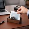 Деревянный держатель для визиток "Лотос", Винтажный полый футляр для визиток на стол, Рустикальный органайзер для офиса