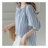 Navava 5 Sleeve Stripe Split Neck Blouse Nb2264