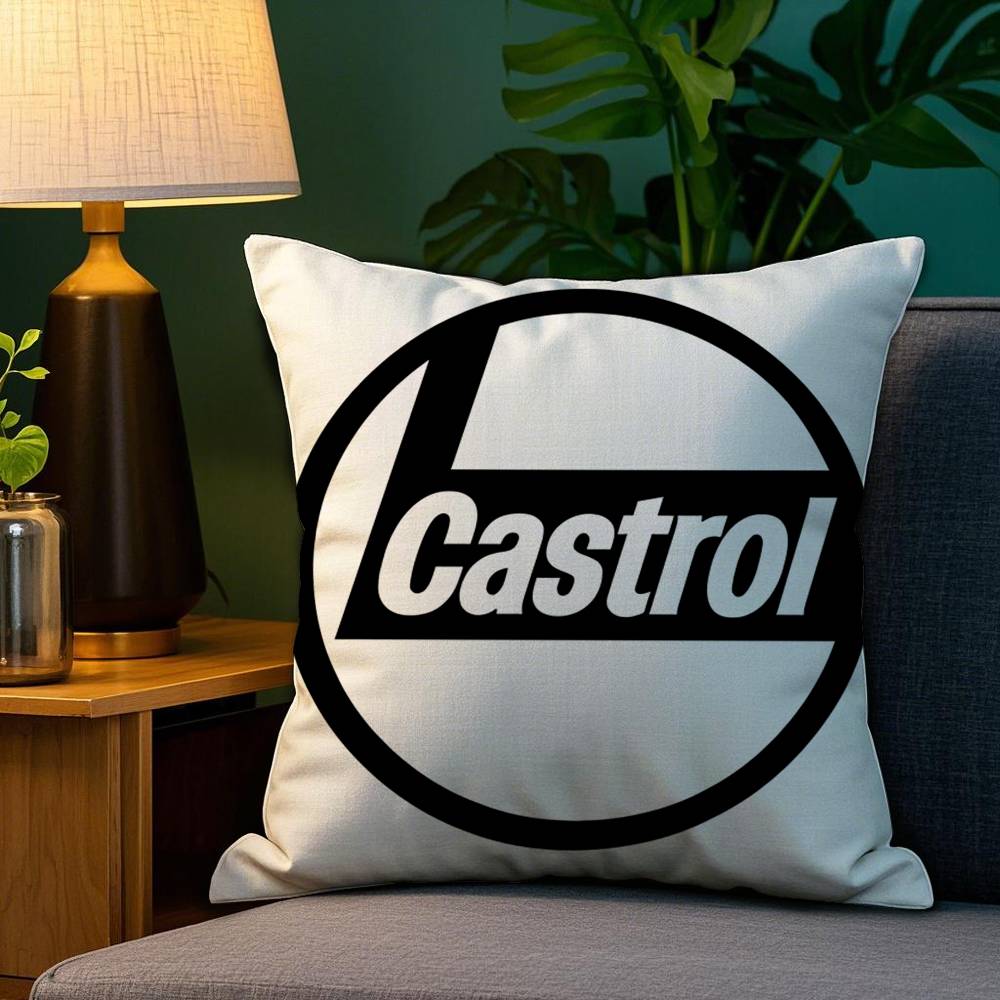 Logo C-Castrol Pillow Case Plush Fabric Soft Double Sided Print Home Sofa High Quality Cushion Cover Throw
