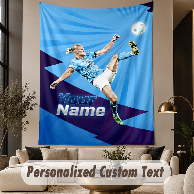 Custom Text Tapestry Erling Haaland Print Wall Tapestry Indoor Living Room Wall Decor