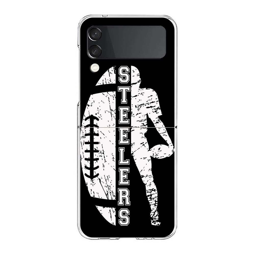 Phone Case For Samsung Galaxy Z Flip 3 4 5 Hard Folding Clear PC Bumper Rugby Ball For Samsung Z Flip 6 Cover