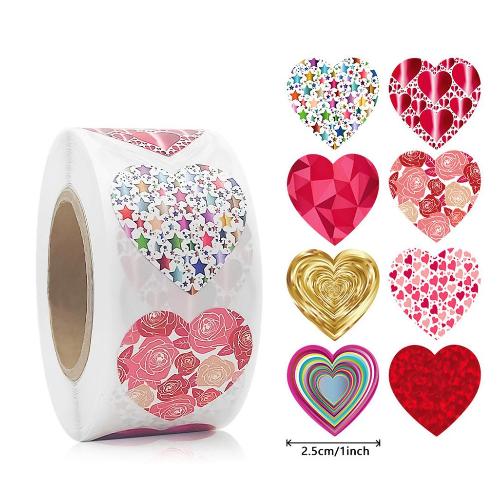 1 Roll Valentine Love Heart Sticker Scrapbooking Adhesive Sparkling Sticker For Gift And Letters Wrapping and Crafting