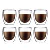 BODUM Glass Cup Tumbler PAVINA Double Wall Glass 250ml Set of 6 Insulating Double Structure Heat Resistant Glass Microwave Safe Oven Safe Dishwasher