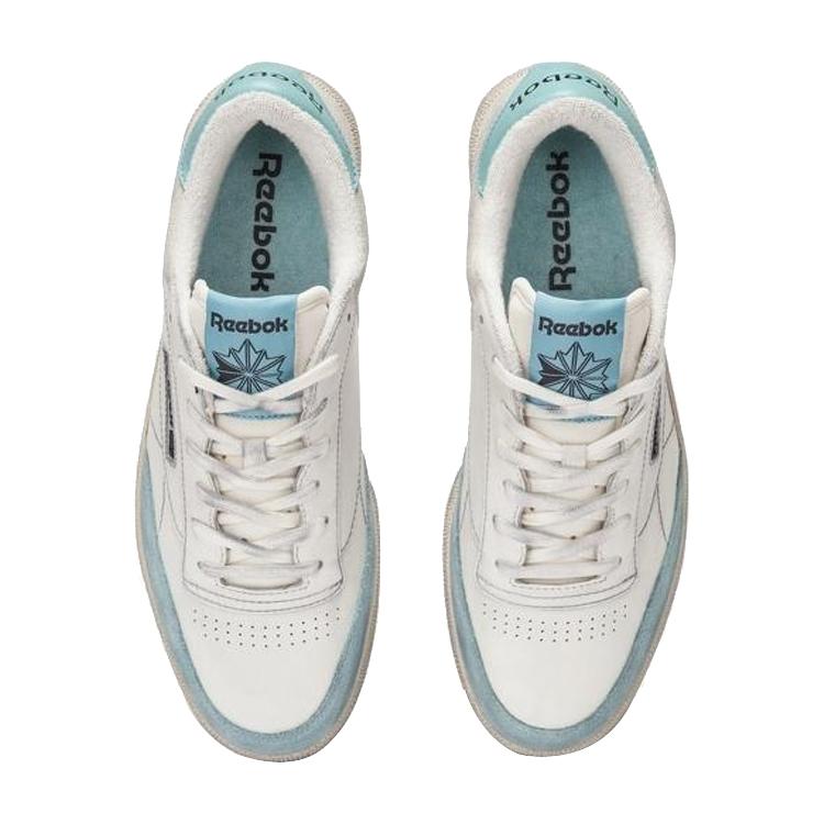 Reebok Club C белые светло-голубые потертые кроссовки унисекс RMIA011C99LEA005-0140