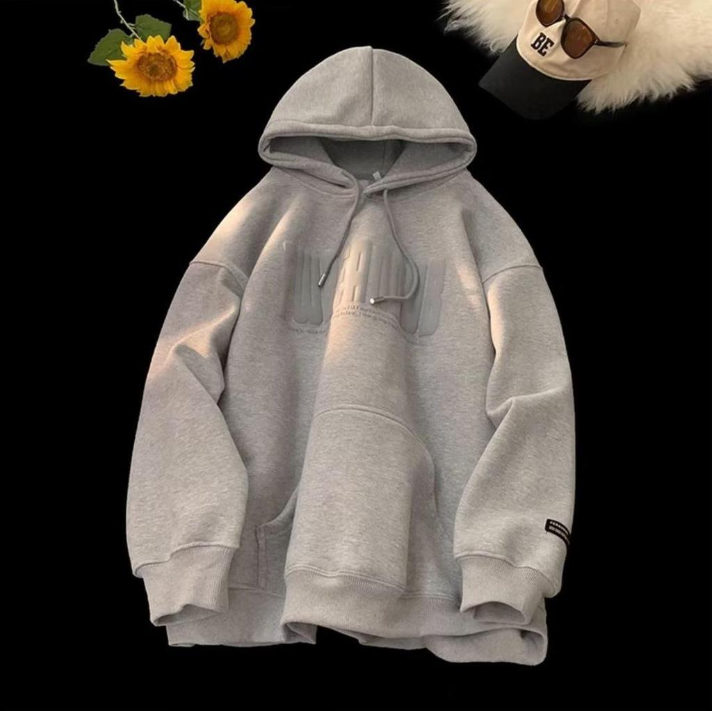 Мужская толстовка с капюшоном в стиле ретро American Letter, утолщенная повседневная куртка для осени/зимы