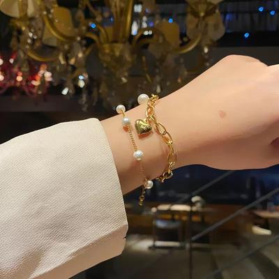Модный браслет с цепочкой Love Pearl из двух слоев для женщин