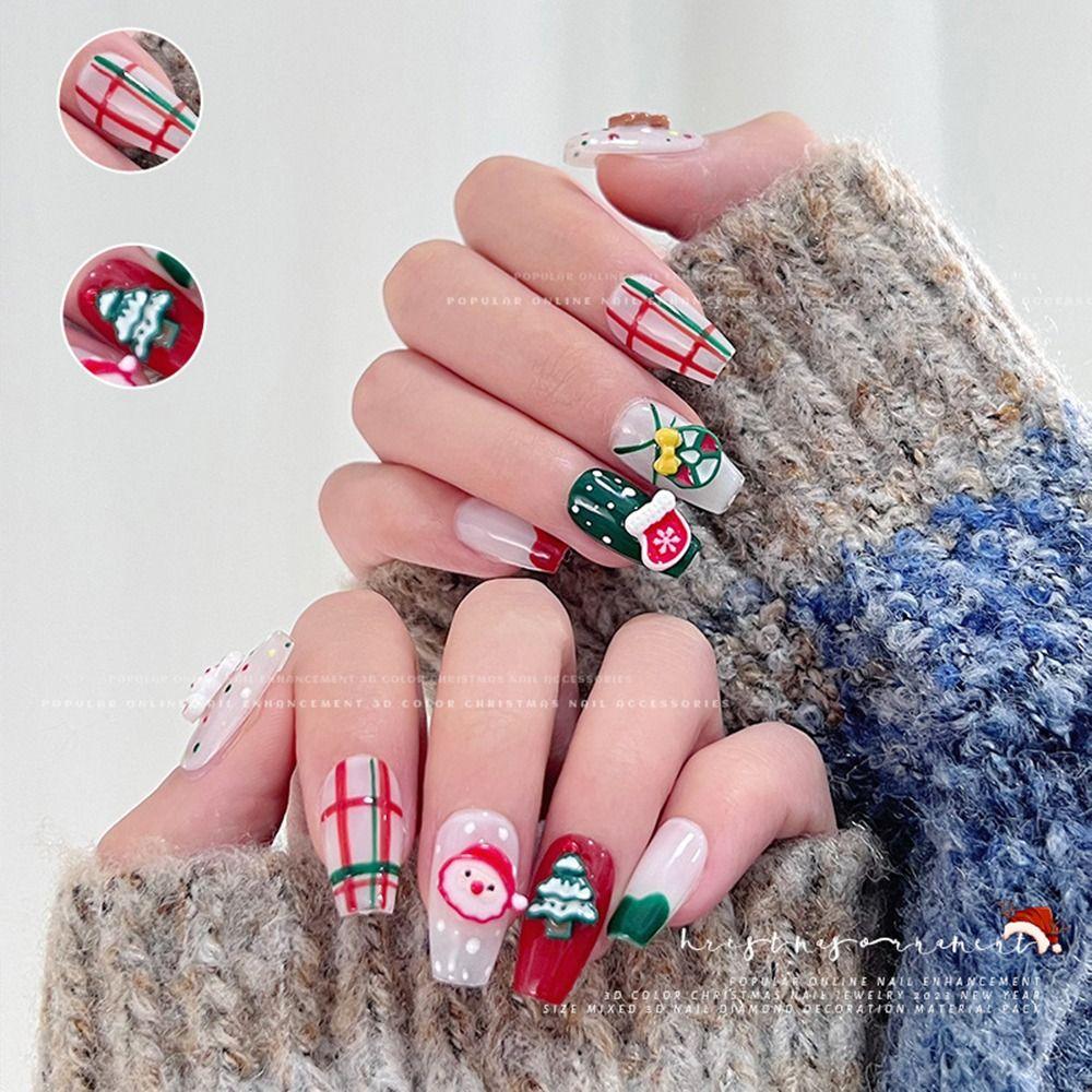 10 шт. Украшения для ногтей из смолы, маникюр с изображением лося, 3D, рождественское украшение для ногтей для женщин