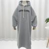 Женская мода Осень Зима Длинный рукав Капюшон Свободный крой Повседневные платья
