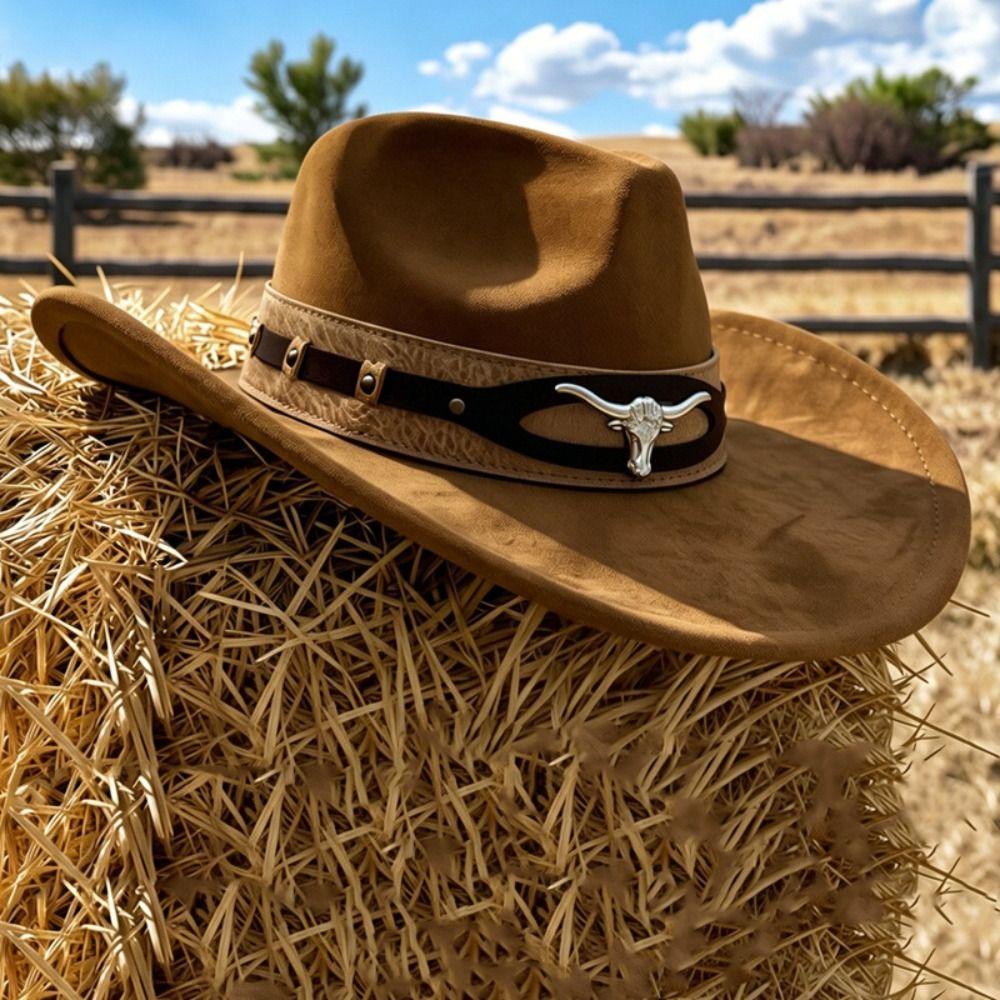 Dress Up Western Cowboy Hat Bull Skull Topper Hat Vintage Jazz Top Hat Costume Cosplay Cap