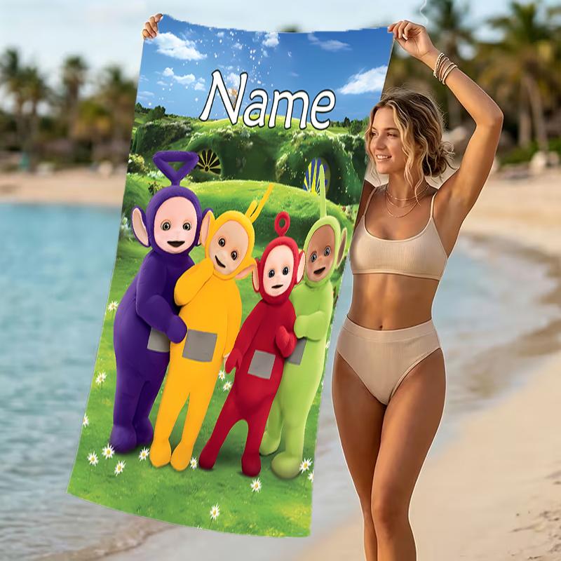 Customizable personalized beach towels Teletubbies themed designs.Suitable for the beach, yoga, sports;ideal as beach accessories