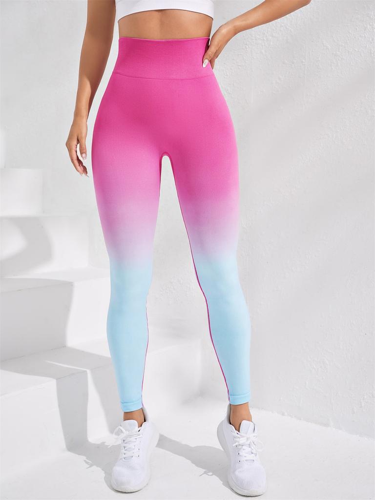 Women's Seamless Gradient Color Yoga Lenggings High Waisted Stretch Butt Lifting Breathable Sports Gym Pants