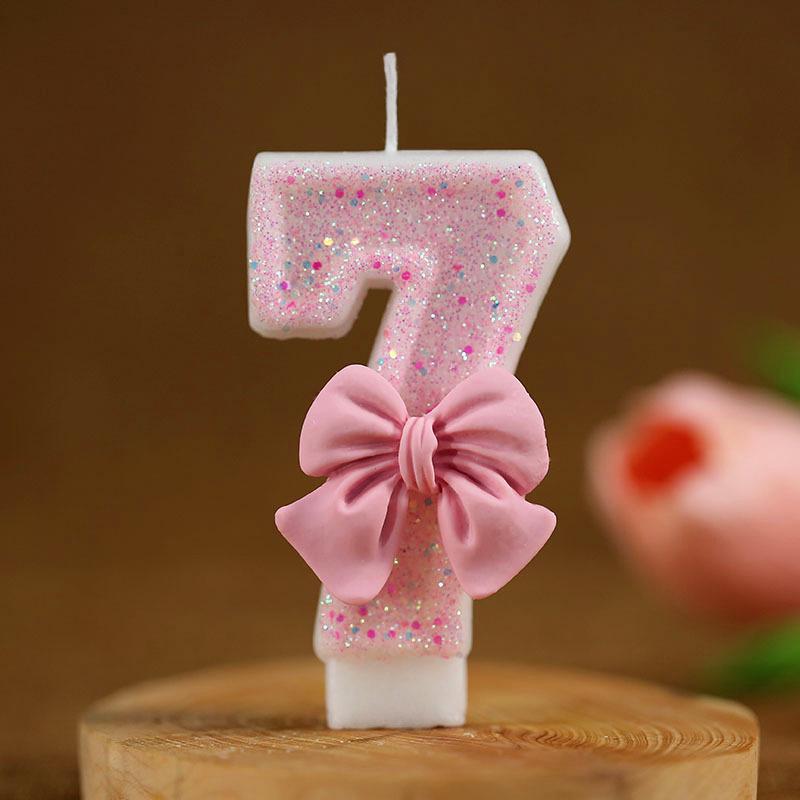 Creative Digital Pink Bow Birthday Candle for Girls