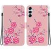3D Art Painting Sakura Flower Butterfly Pattern Leather Phone Wallet Case Book Stand For Huawei Moto Oppo Realme 10 Girls Magnetic Card Flip Cover Bag