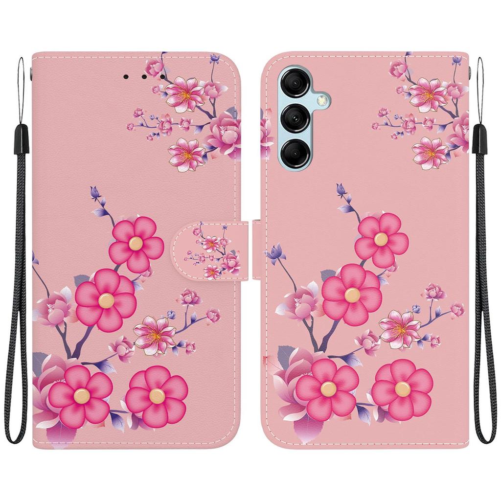 3D Art Painting Sakura Flower Butterfly Pattern Leather Phone Wallet Case Book Stand For Huawei Moto Oppo Realme 10 Girls Magnetic Card Flip Cover Bag