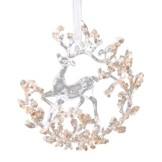 Рождественское акриловое подвесное украшение с блестками Прозрачный Олень Бабочка Тыква Карета Снежинка Стрекоза