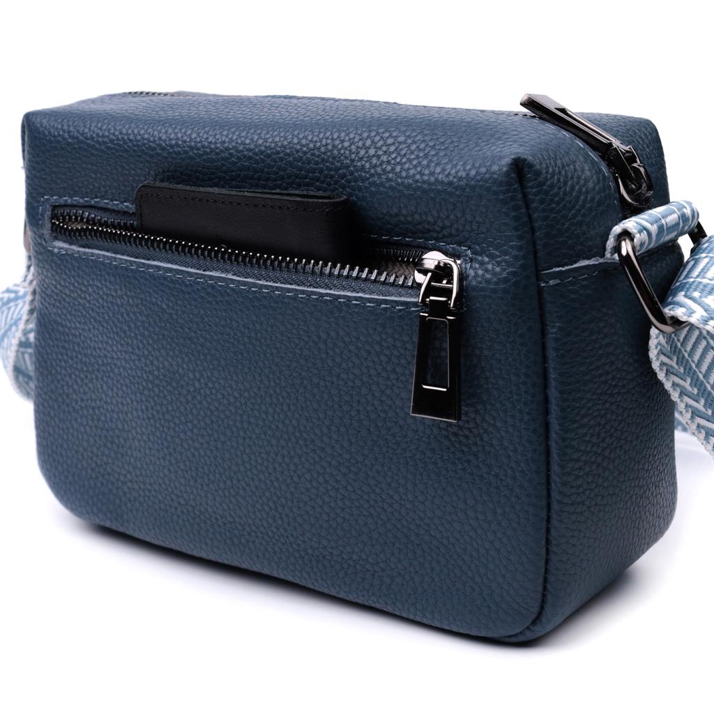 Trendy Bag with One Compartment for Stylish Women Made of Genuine Leather Vintage 22605 Blue