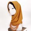 Layered Scarf Necklace Jewelry Two-in-one Chiffon Head Wrap Pearl Pendant Hijab  Performance