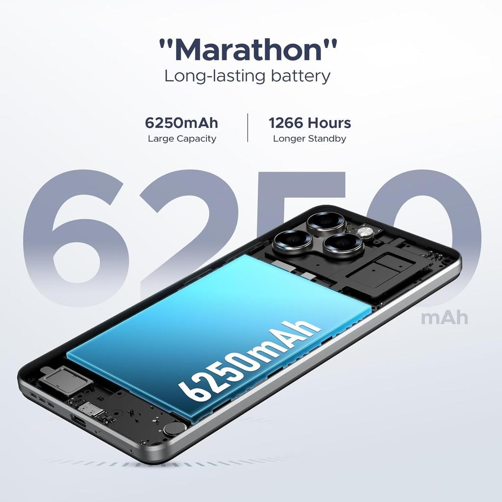 DOOGEE Note 58 Android Smartphone 16, 32(8+24) GB+128GB/2TB TF Mobile Phone, 6.75" HD+ 90Hz Screen, 6250mAh, 16MP+8MP Cell Phone Unlocked, 4G Dual SIM