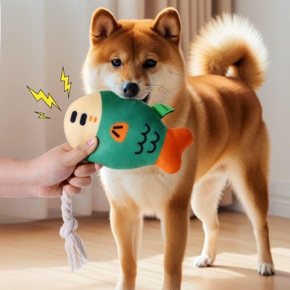 Мягкие плюшевые жевательные игрушки Мультяшная рыба Собачьи зубы Куклы Новые пищащие игрушки для щенка