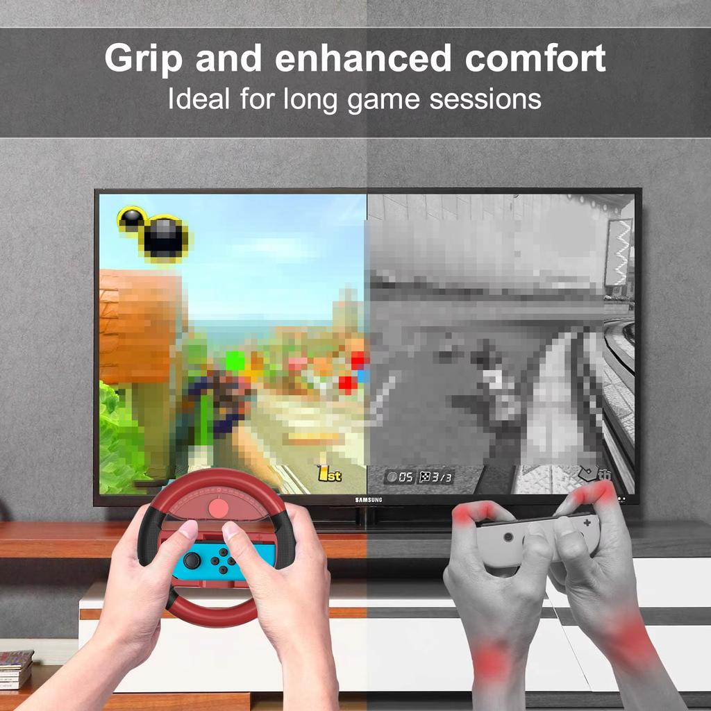 Рулевое колесо LinYuvo для контроллера Switch Joycon, рулевое колесо Switch Racing, ручка для вождения Mario Kart 8 Deluxe, 2 комплекта колес