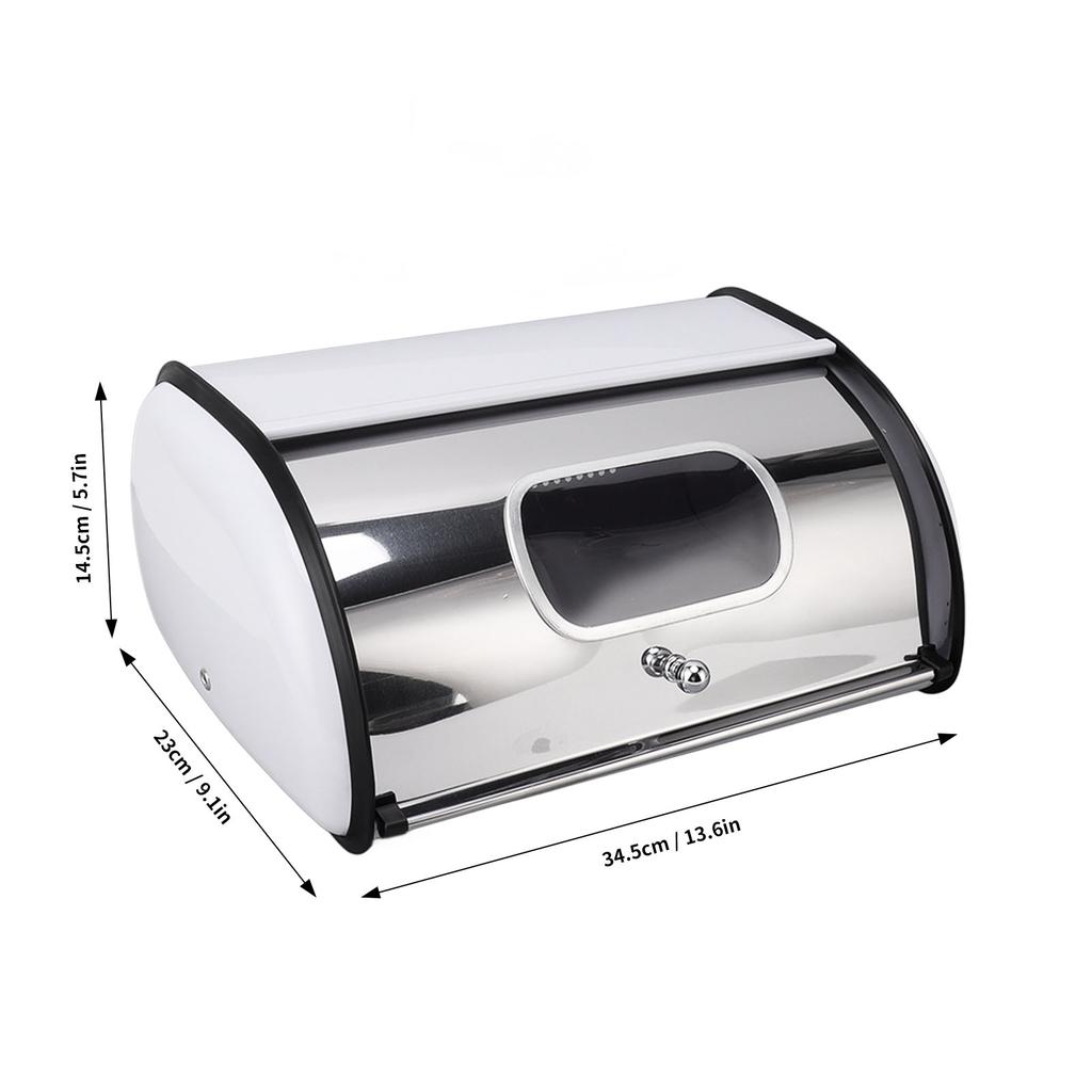 Bread Box with Small Window Large Capacity Iron Bread Bin Food Storage Container Holder for Home Kitchen Countertop