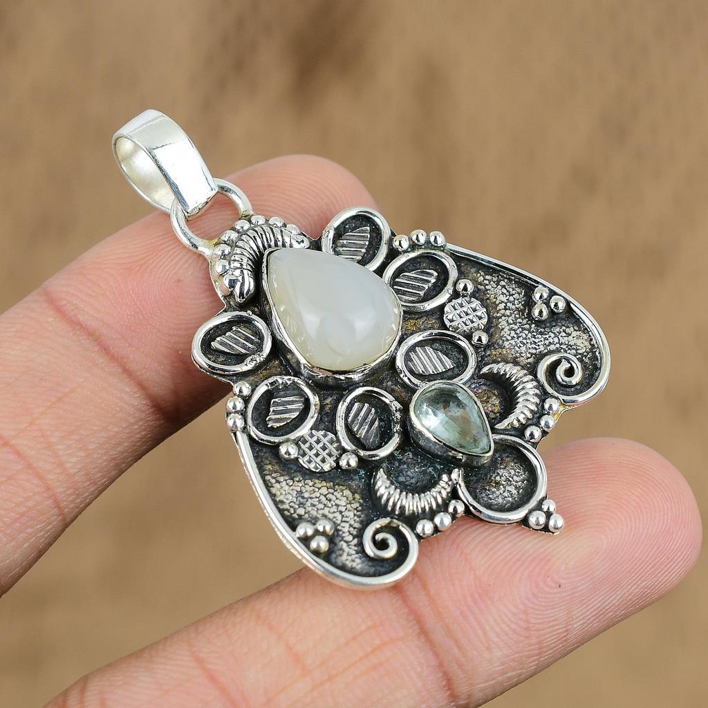 Подарок для женщин Ювелирная подвеска Серебро 925 пробы Натуральный лунный камень