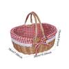 Picnic Basket with Lid Lightweight Handwoven Storage Basket Handmade Woven Basket Storage Bin for Park Chips Vegetables Fruits