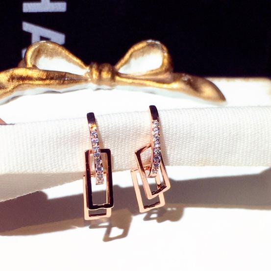 Корейские высококачественные геометрические серьги из циркония для женщин