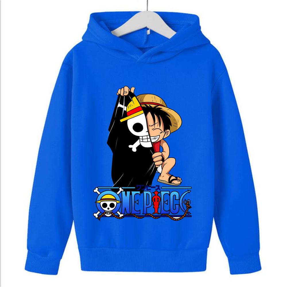 Anime One Piece Hoodies Luffy Casual Ace Law Roronoa Zoro Luffy Streetwear Kids Boys Sweatshirts Pullover Hooded Fashion Costume