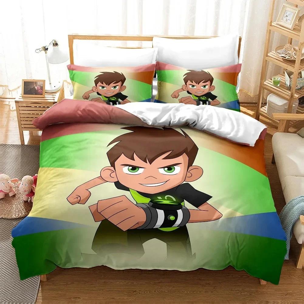 3D Cartoon Ben10 Bedding Set Print Bed Set With Pillowcase Bed Duvet Cover Soft Single Double Queen Super King Size Home Textile