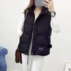 Осень и зима тонкий пуховый хлопковый жилет женский жилет без рукавов утолщенный короткий жилет куртка прямой версии с воротником-стойкой без капюшона