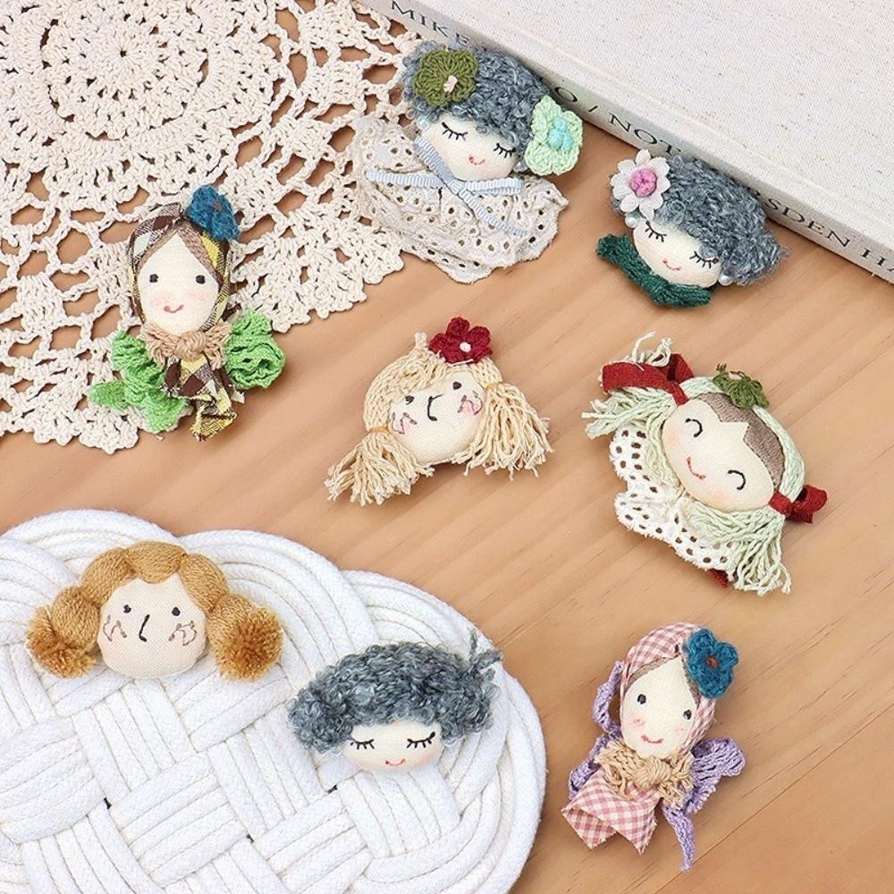 Knitted Flower Fabric Knitted Flower Pastel Colors Cartoon Doll Pin Gift Giving
