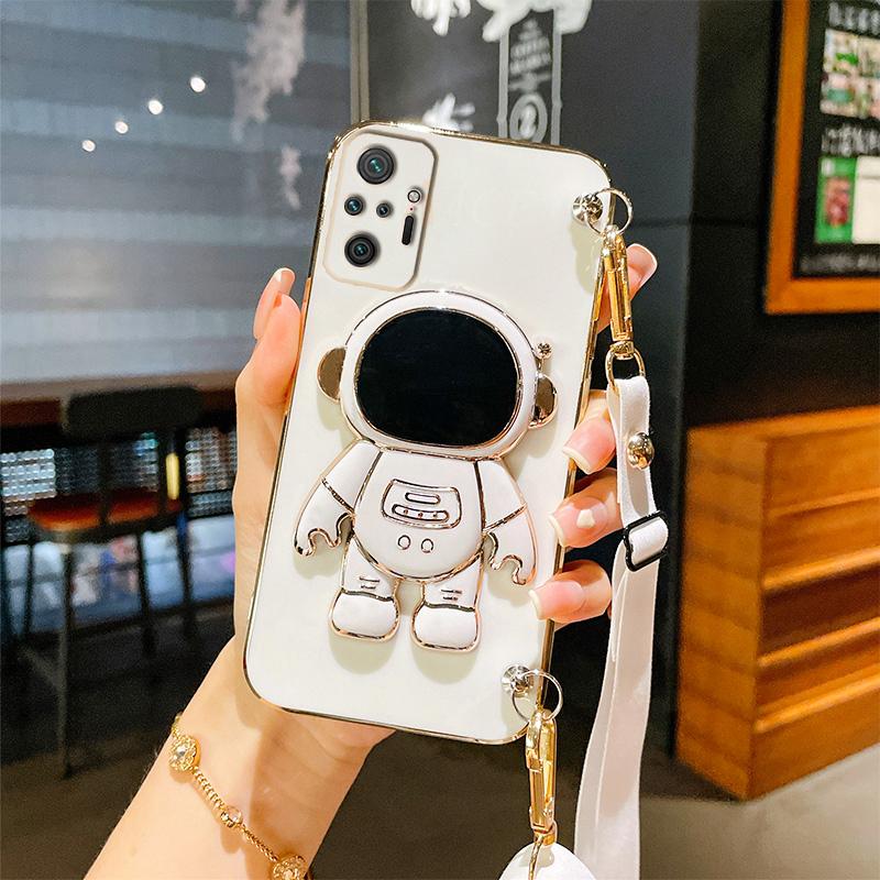 Astronaut Crossbody Lanyard Phone Holder Case For Xiaomi Redmi Note 11 Pro 12 8 8t 10 9 Pro Max 7 Redmi 9 9A 9T 9C Stand Cover