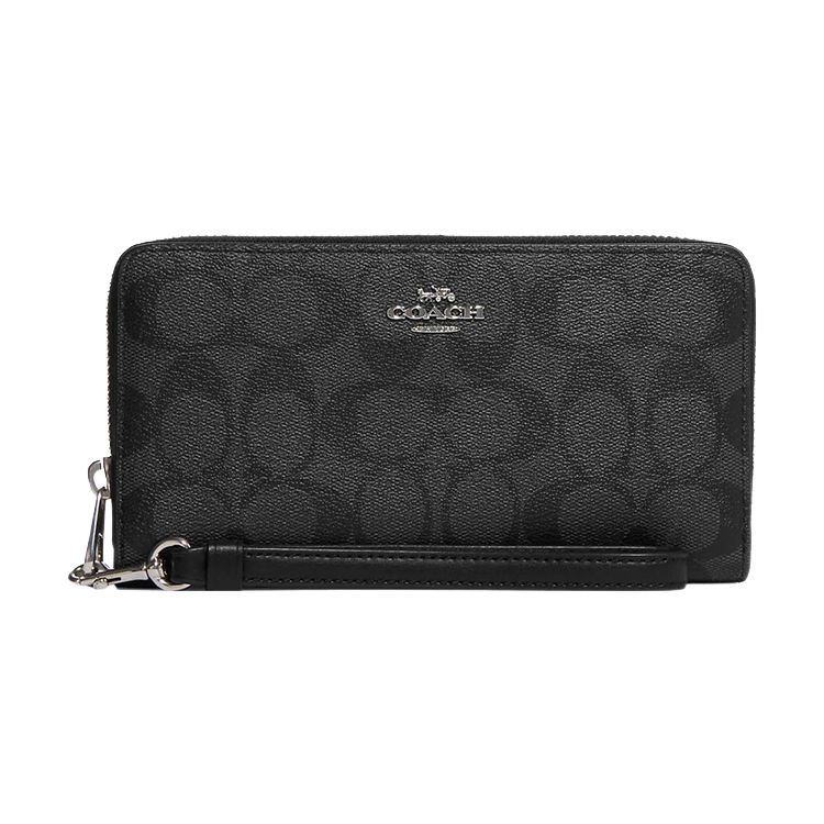Coach Кошелек на молнии 19 Классический с принтом Monogram Кошелек на молнии из покрытого холста и кожи Женский кошелек Черный C4452-SVTSQ