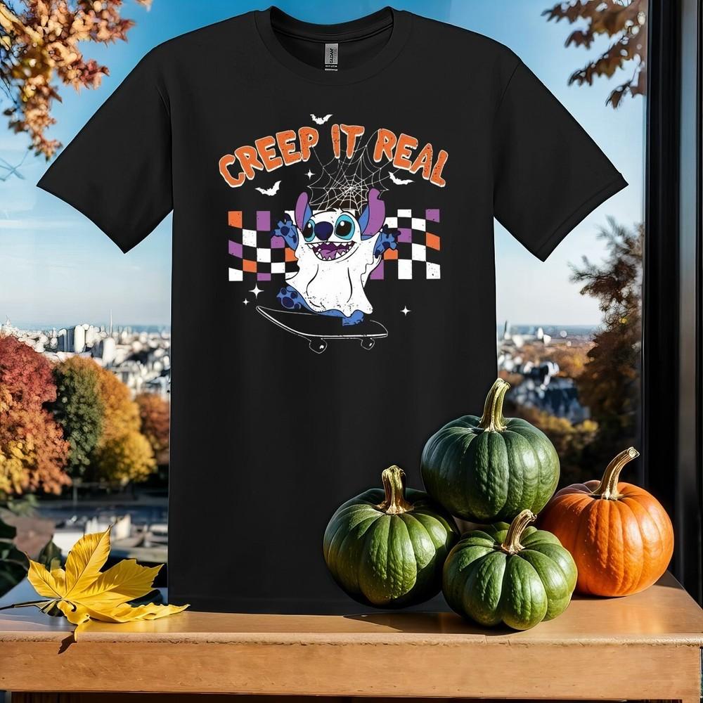 Creep It Real Стежок Хэллоуин Футболка Футболка Мужская Женская Унисекс Футболка SY47