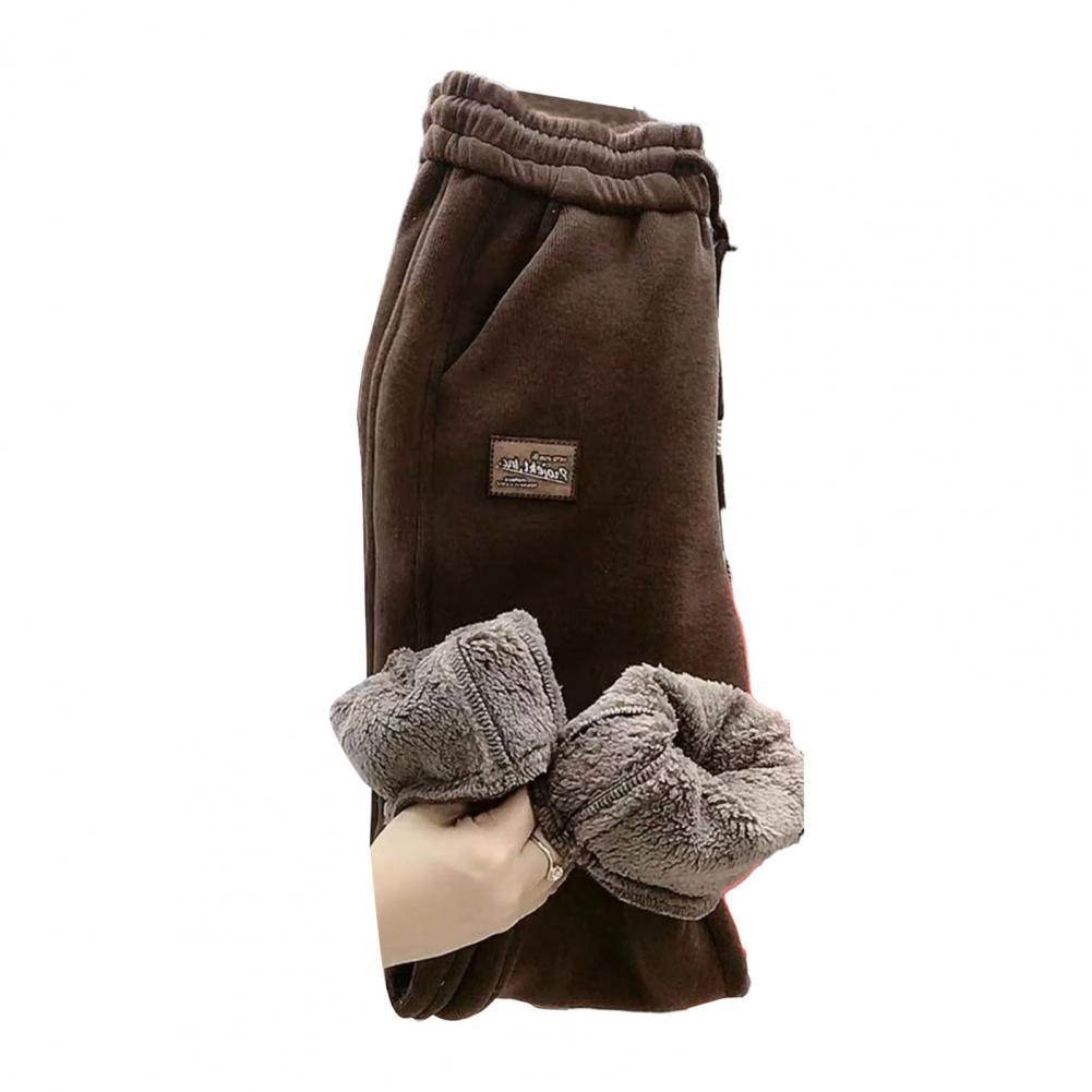 Женские зимние теплые толстые флисовые брюки с подкладкой, модные термобелье, плюшевые брюки, повседневные спортивные брюки с эластичной талией