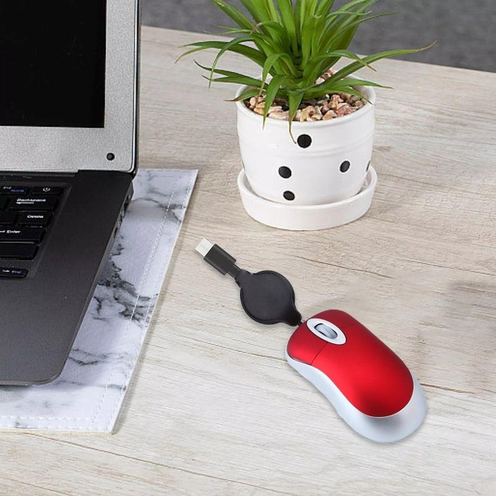 Mini Wired Mouse Retractable Cable Retractable Mouses Creative USB C Mouse